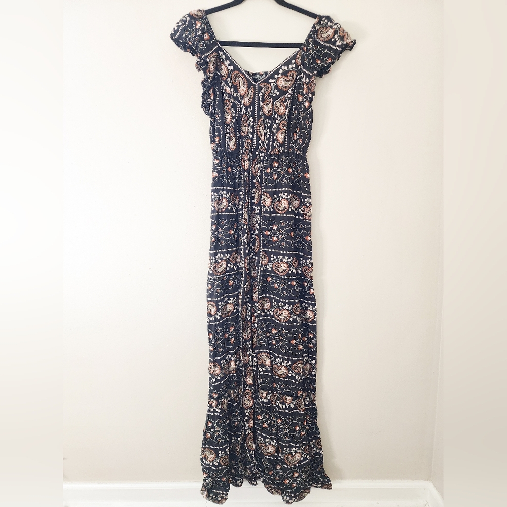 Angie Black and White Floral Maxi Dress